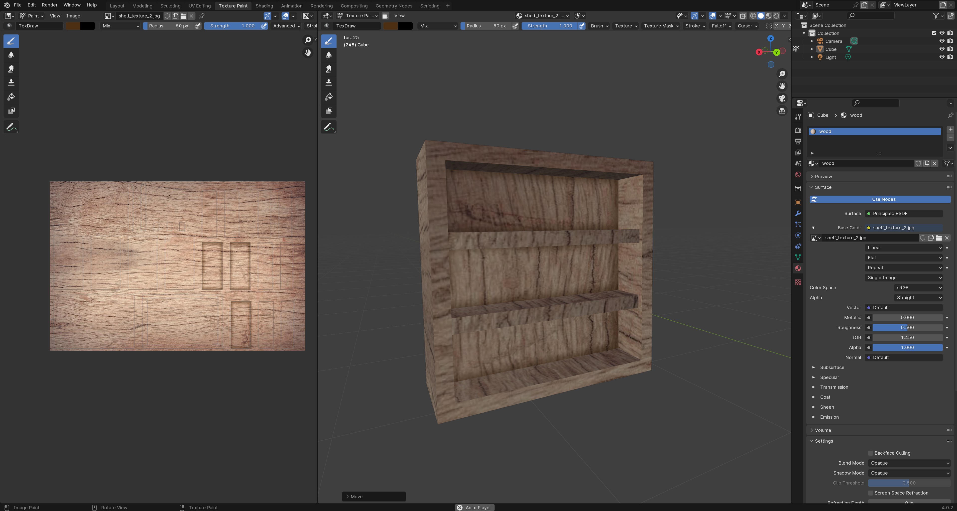 Screenshot of a shelf made in Blender